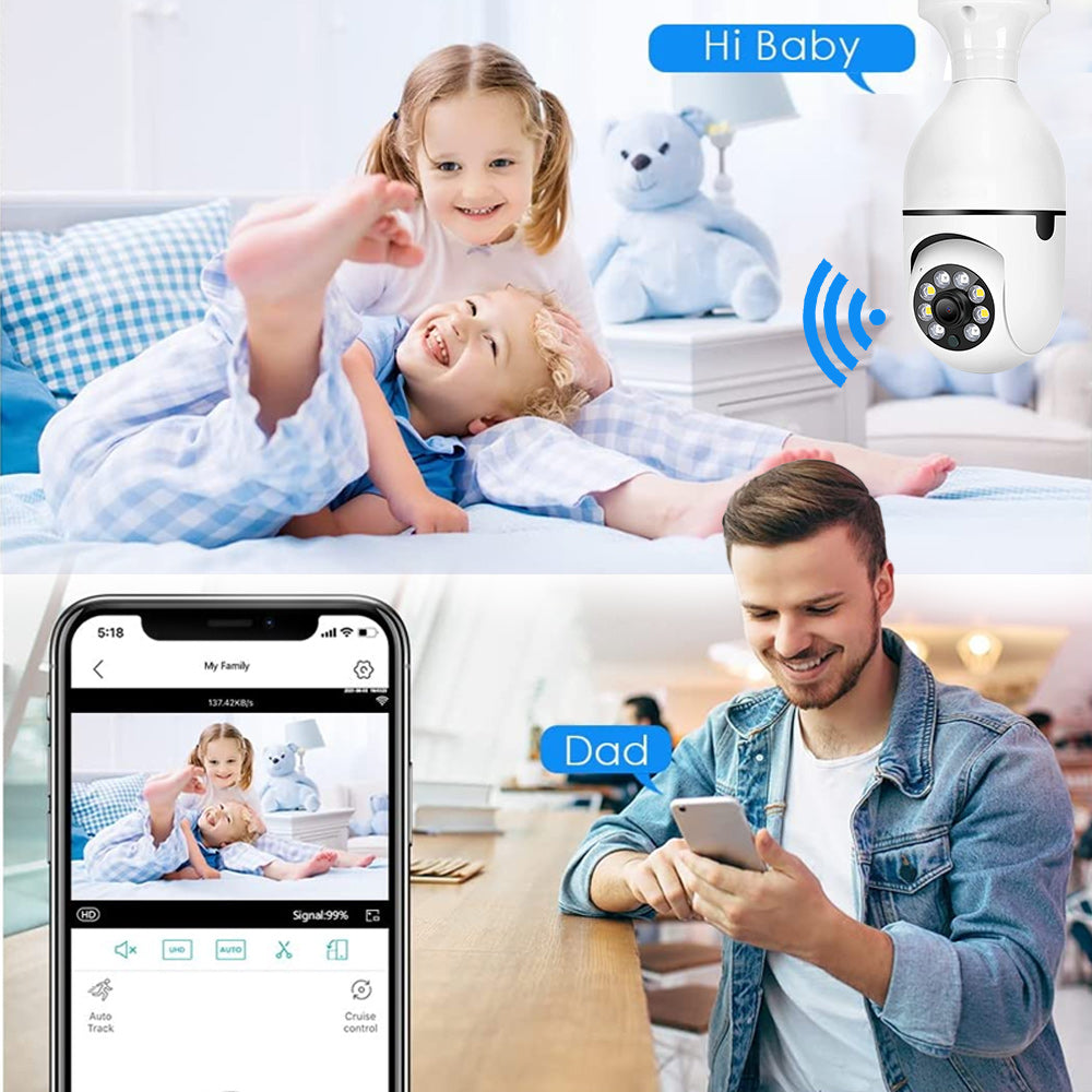 Caméra de Surveillance 360° en forme d’Ampoule